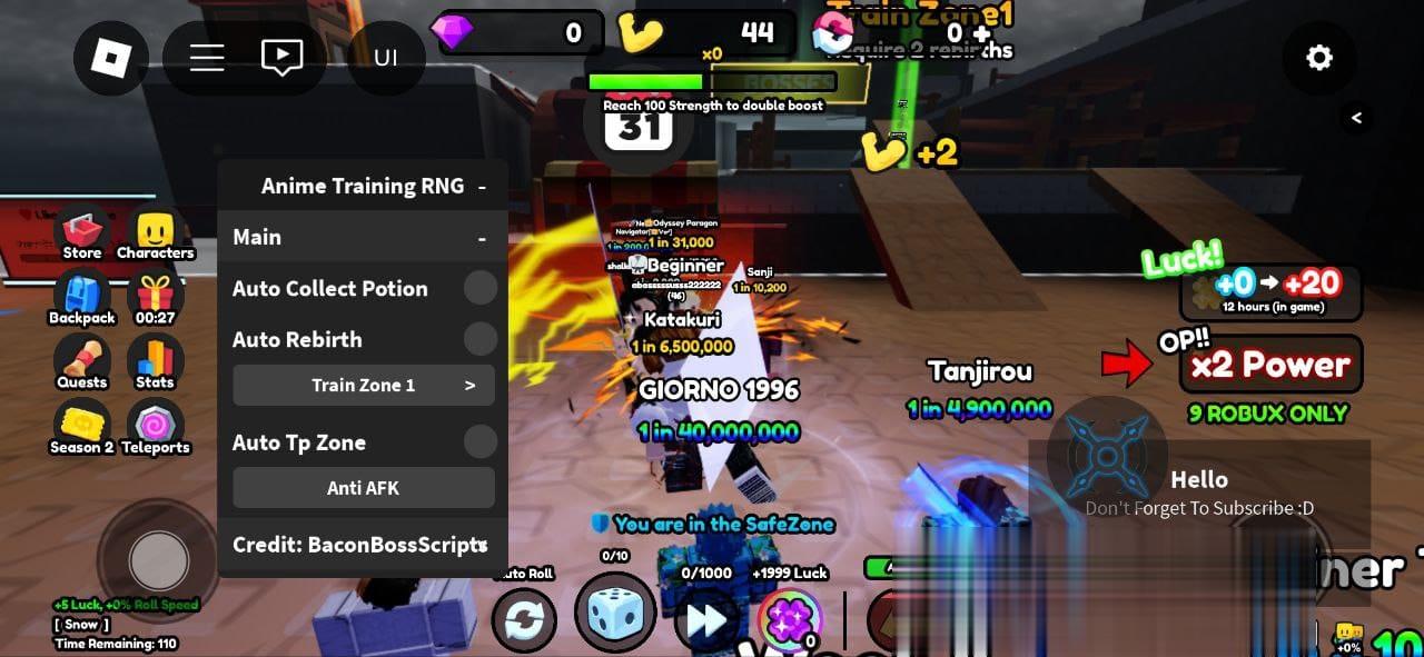 Anime Training RNG: Auto Tp, Auto Collect, Auto Rebirth Script