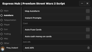 Mop Autofarm
Box Autofarm
Card Autofarm
Hitbox Expander
Vehicle Mods
Vehicle Spawn
ESP
Much more!
