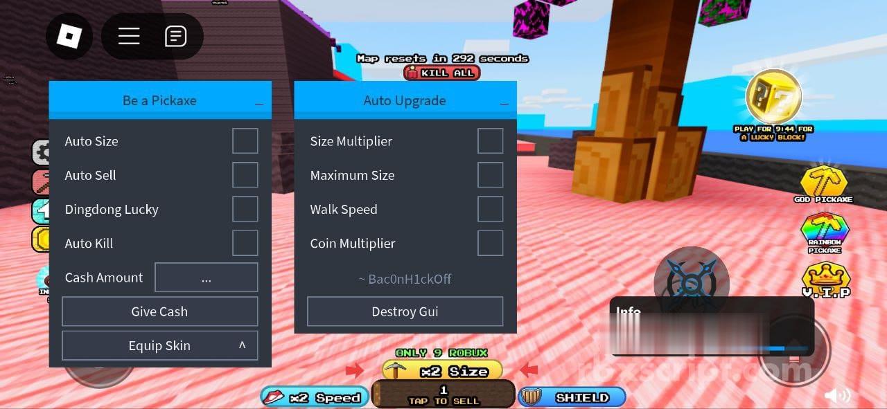 Be a Pickaxe: Auto Kill, Auto Size,WalkSpeed Script