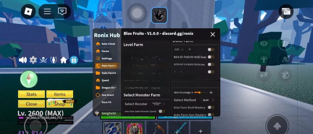 Ronix Hub Blox Fruits Mobile Script Copy and Download 100% Free 2025
