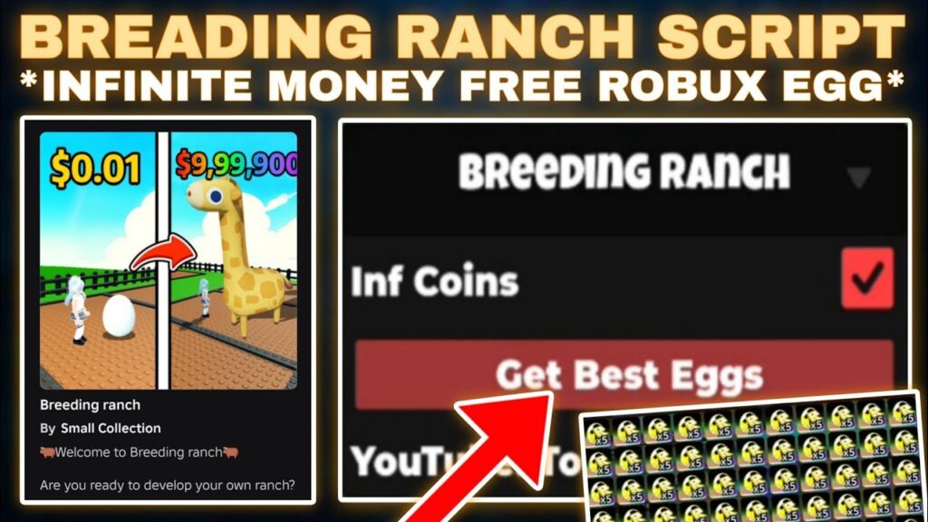 Breeding ranch: Inf Money, Inf Best Egg Script