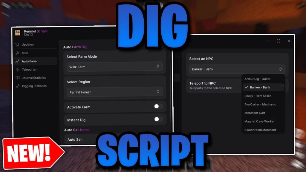 DIG: Auto Farm, Auto Dig, Teleports